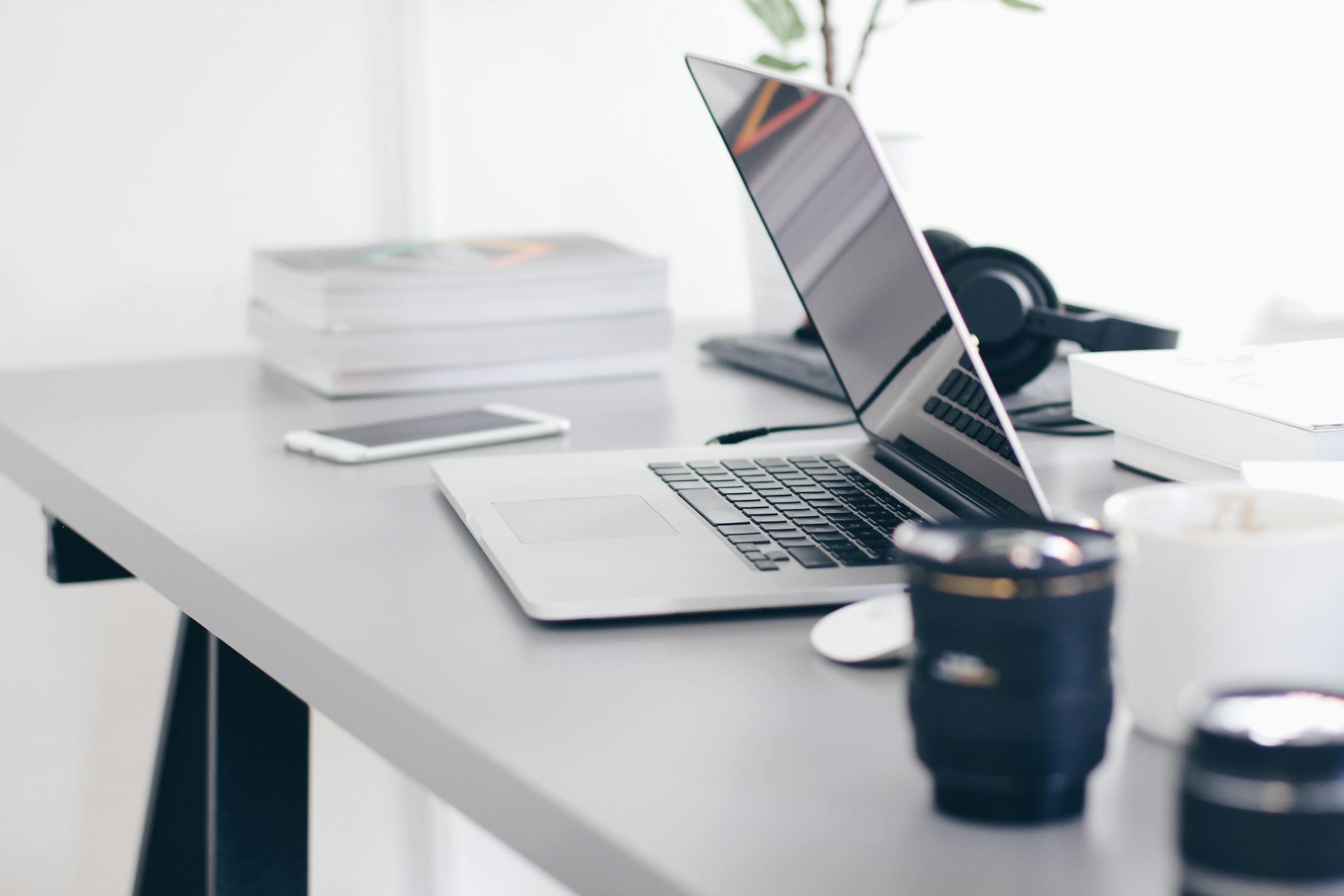 Gray Laptop on Table Top