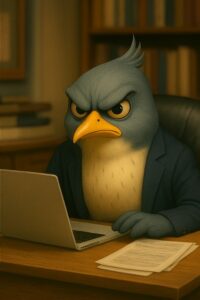 Mockie in front the Laptop