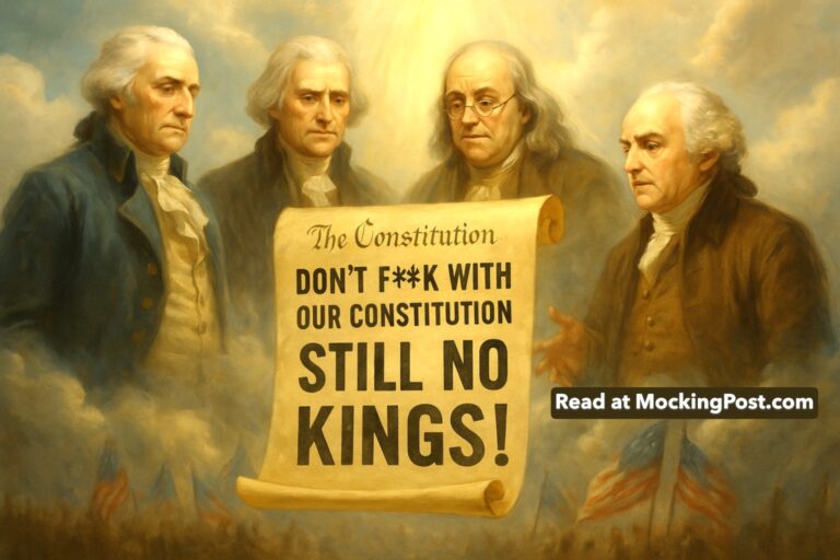 Founding Fathers Issue Statement from the Afterlife: “Don’t Fuck With Our Constitution. Still No Kings!”