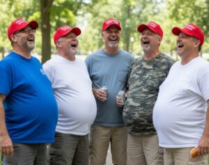 Men with big beer belly